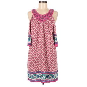 Alya Boho Embroidered Beaded Cold Shoulder Dress